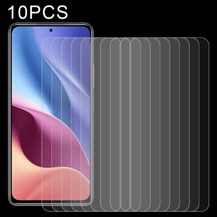 For Xiaomi Redmi K40 5G 10 PCS 0.26mm 9H Surface Hardness 2.5D Explosion-proof Tempered Glass Non-full Screen Film