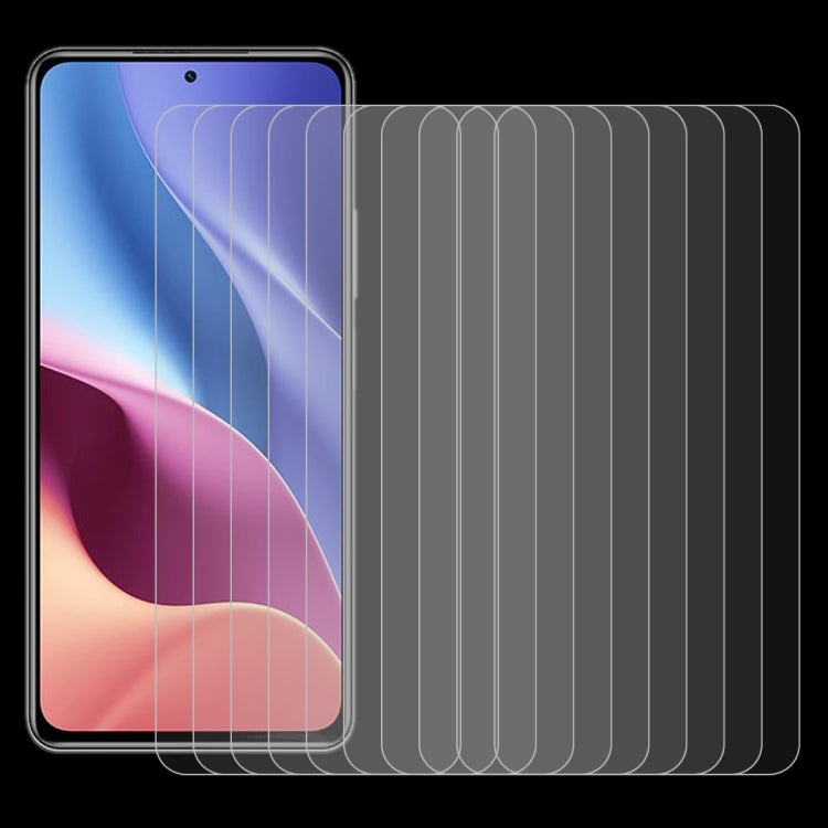For Xiaomi Redmi K40 5G 10 PCS 0.26mm 9H Surface Hardness 2.5D Explosion-proof Tempered Glass Non-full Screen Film