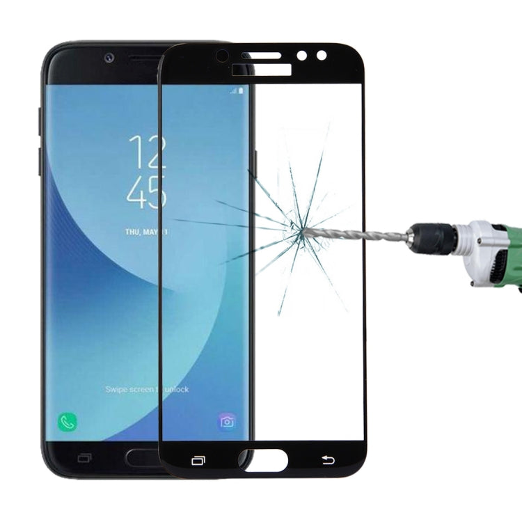 For Galaxy J7 Pro 0.3mm 9H Surface Hardness 3D Curved Silk-screen Full Screen Tempered Glass Screen Protector(Black)
