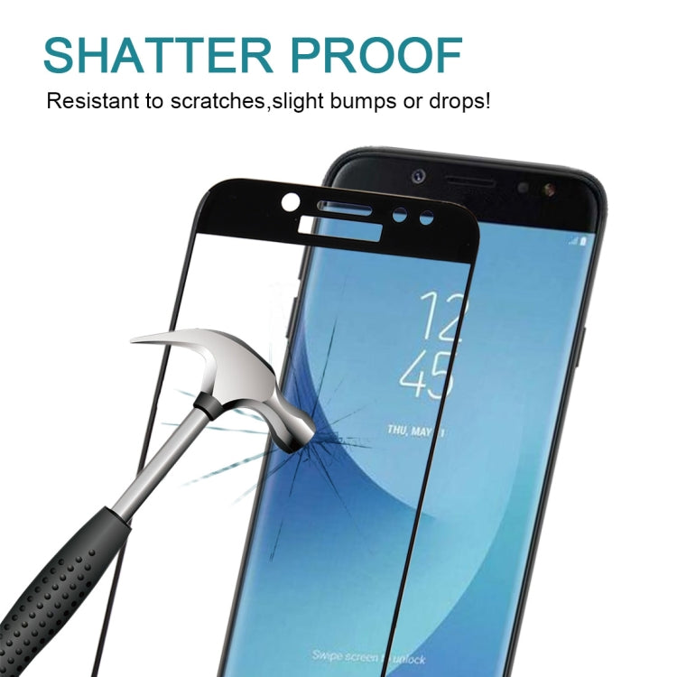 For Galaxy J7 Pro 0.3mm 9H Surface Hardness 3D Curved Silk-screen Full Screen Tempered Glass Screen Protector(Black)