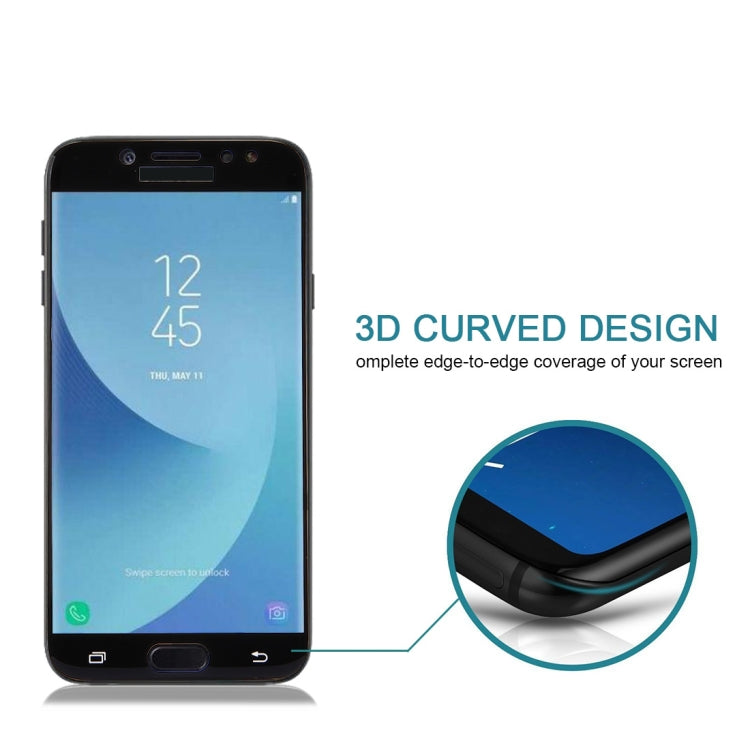 For Galaxy J7 Pro 0.3mm 9H Surface Hardness 3D Curved Silk-screen Full Screen Tempered Glass Screen Protector(Black)