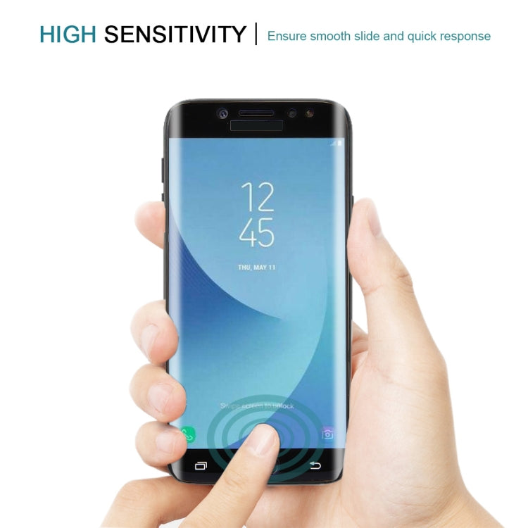 For Galaxy J7 Pro 0.3mm 9H Surface Hardness 3D Curved Silk-screen Full Screen Tempered Glass Screen Protector(Black)