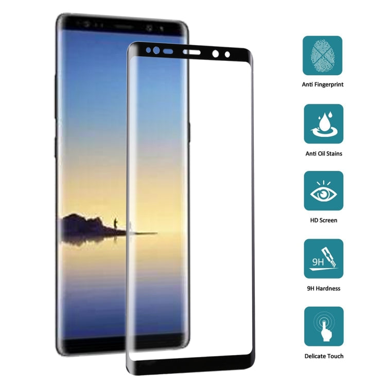 For Galaxy Note 8 0.3mm 9H Surface Hardness 3D Curved Silk-screen Full Screen Tempered Glass Screen Protector