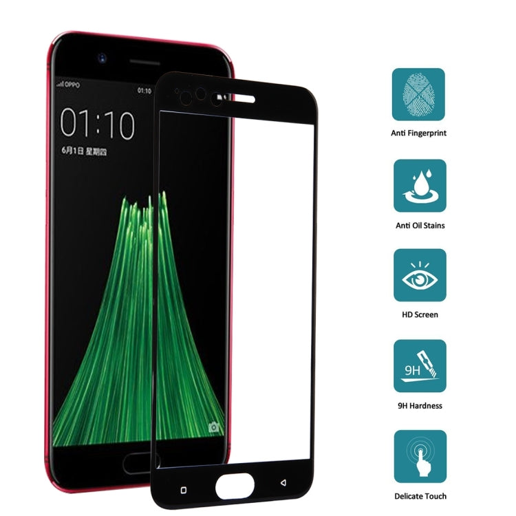 For OPPO  R11 0.3mm 9H Surface Hardness 3D Curved Silk-screen Full Screen Tempered Glass Screen Protector(Black)