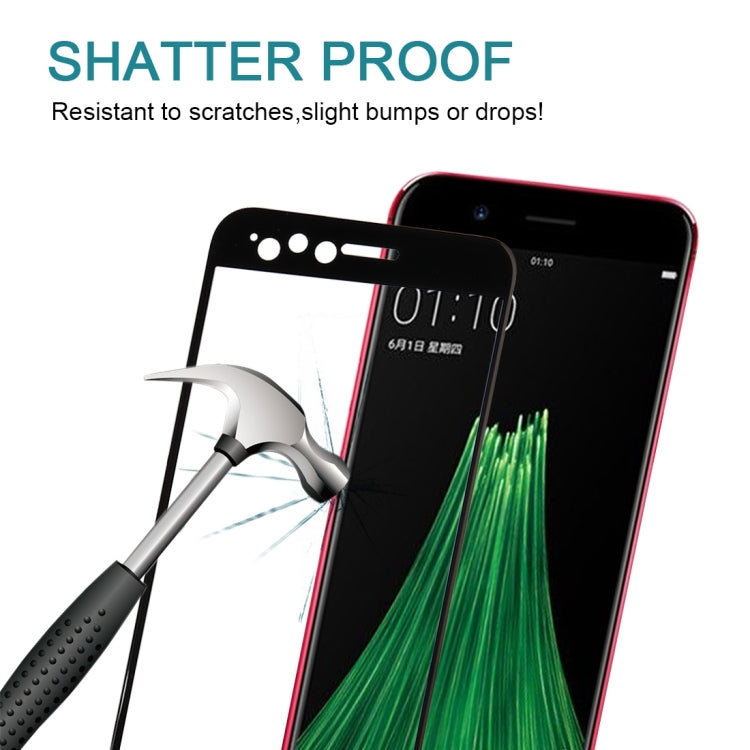 For OPPO  R11 0.3mm 9H Surface Hardness 3D Curved Silk-screen Full Screen Tempered Glass Screen Protector(Black)