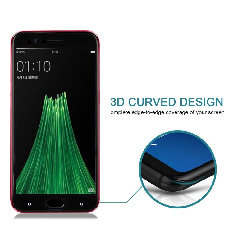 For OPPO  R11 0.3mm 9H Surface Hardness 3D Curved Silk-screen Full Screen Tempered Glass Screen Protector(Black)
