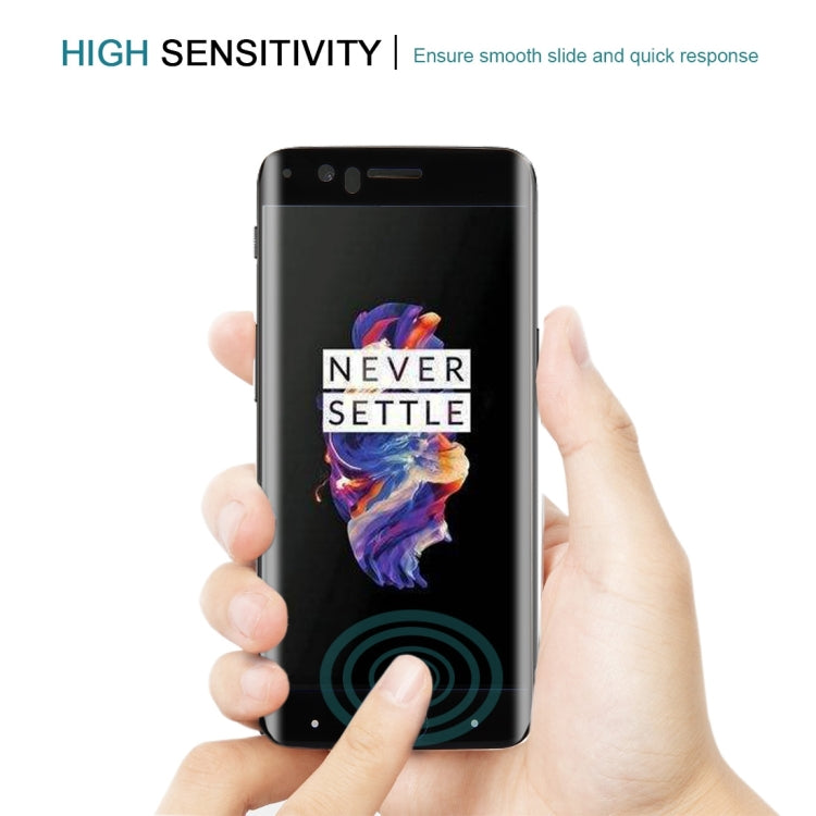 For OnePlus 5 0.3mm 9H Surface Hardness 3D Curved Silk-screen Full Screen Tempered Glass Screen Protector(Black)