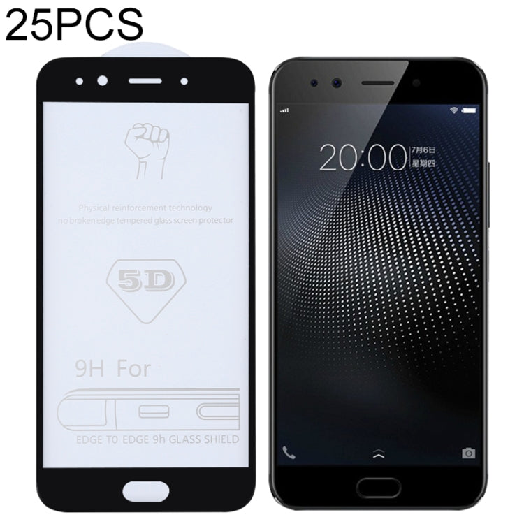25 PCS 9H 5D Full Glue Full Screen Tempered Glass Film for Vivo X9s