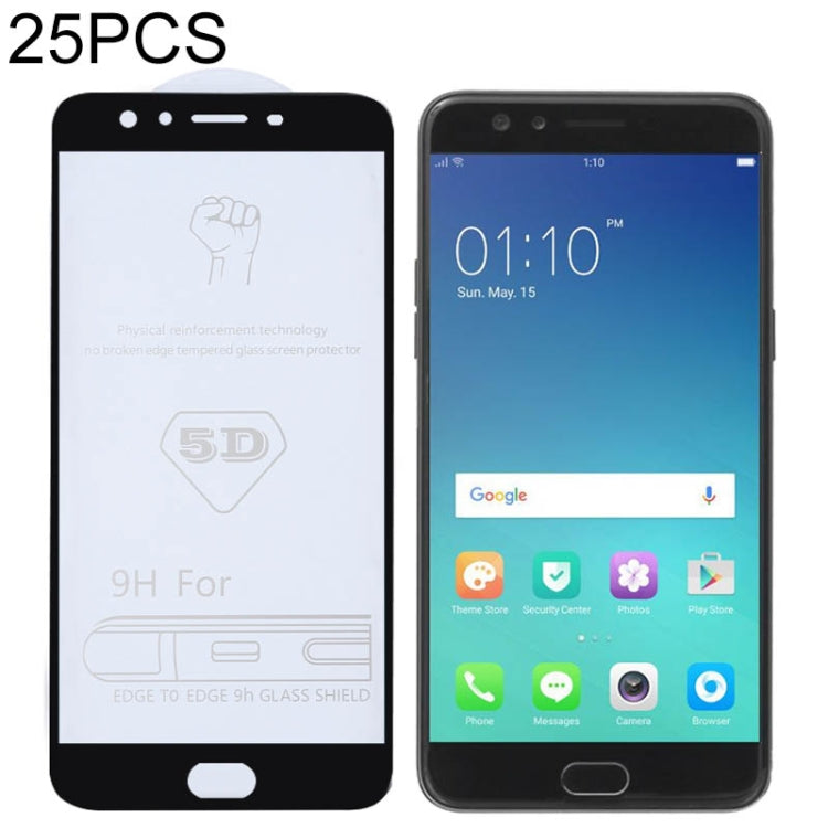 25 PCS 9H 5D Full Glue Full Screen Tempered Glass Film for OPPO F3 Plus