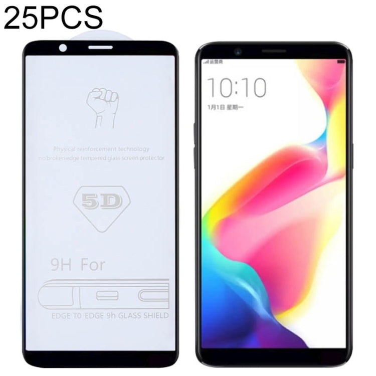 25 PCS 9H 5D Full Glue Full Screen Tempered Glass Film for OPPO R11s Plus