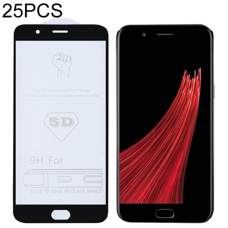 25 PCS 9H 5D Full Glue Full Screen Tempered Glass Film for OPPO R11 Plus