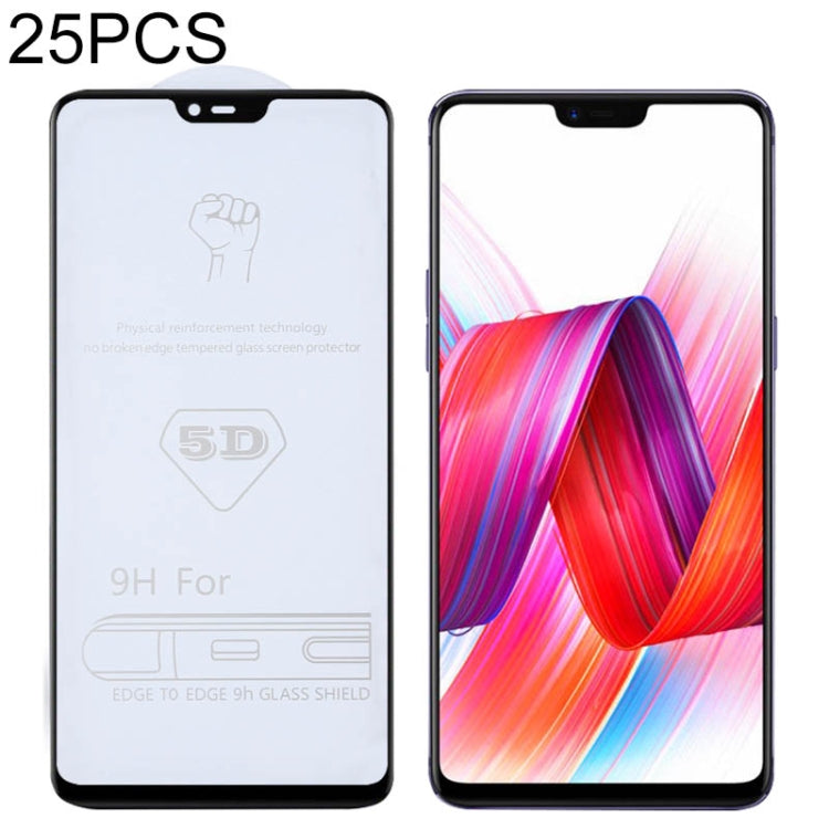 25 PCS 9H 5D Full Glue Full Screen Tempered Glass Film for OPPO R15 / F7
