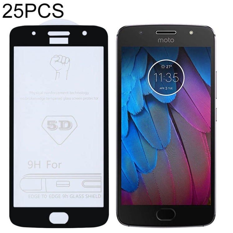 25 PCS 9H 5D Full Glue Full Screen Tempered Glass Film for Motorola Moto G5S