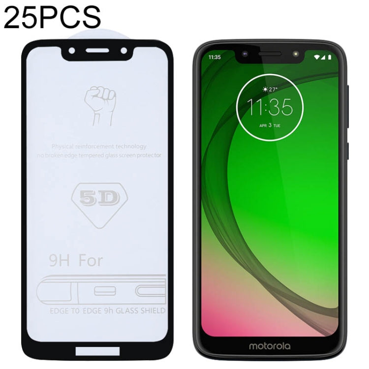 25 PCS 9H 5D Full Glue Full Screen Tempered Glass Film for Motorola Moto G7 Play