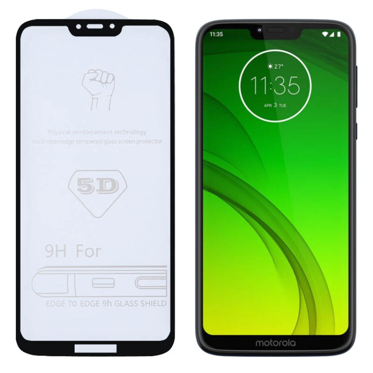 25 PCS 9H 5D Full Glue Full Screen Tempered Glass Film for Motorola Moto G7 Power