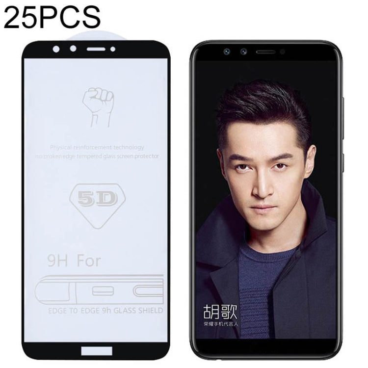 25 PCS 9H 5D Full Glue Full Screen Tempered Glass Film for Huawei Honor 9 Lite