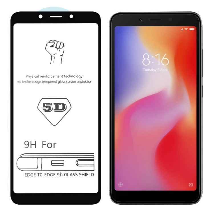9H 5D Full Glue Full Screen Tempered Glass Film for Xiaomi Redmi 6A