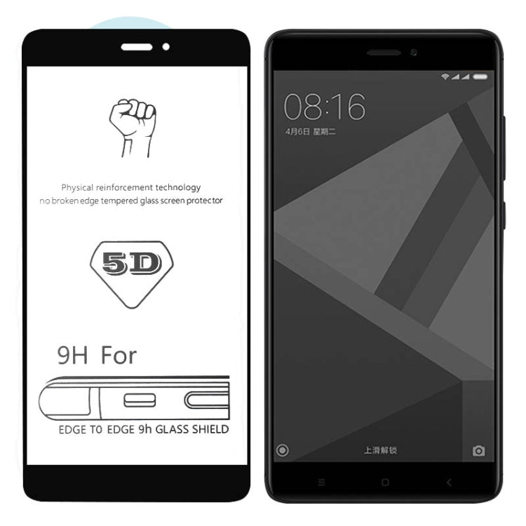 9H 5D Full Glue Full Screen Tempered Glass Film for Xiaomi Redmi Note 4X