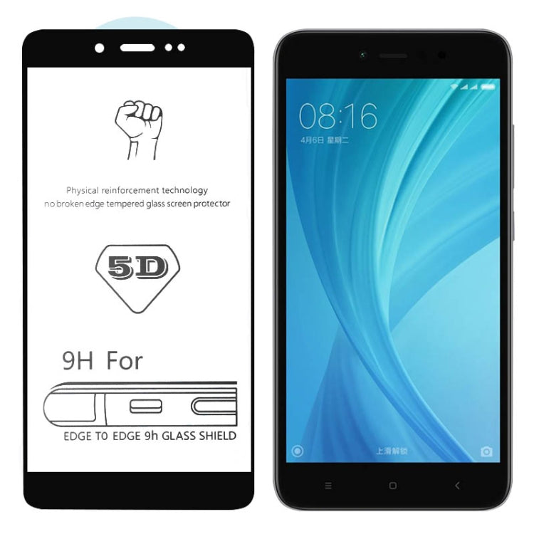 9H 5D Full Glue Full Screen Tempered Glass Film for Xiaomi Redmi Note 5A