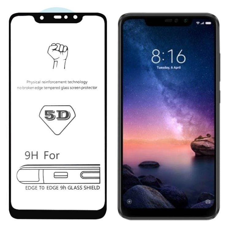 9H 5D Full Glue Full Screen Tempered Glass Film for Xiaomi Redmi Note 6 Pro