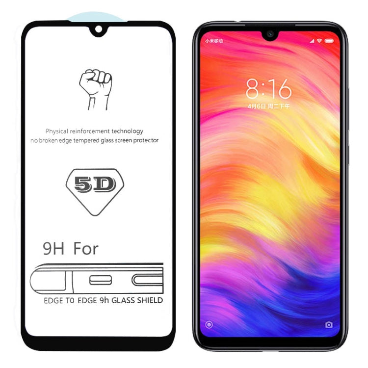 9H 5D Full Glue Full Screen Tempered Glass Film for Xiaomi Redmi Note 7