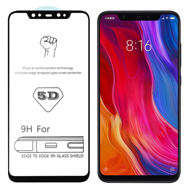 25 PCS 9H 5D Full Glue Full Screen Tempered Glass Film for Xiaomi Mi 8