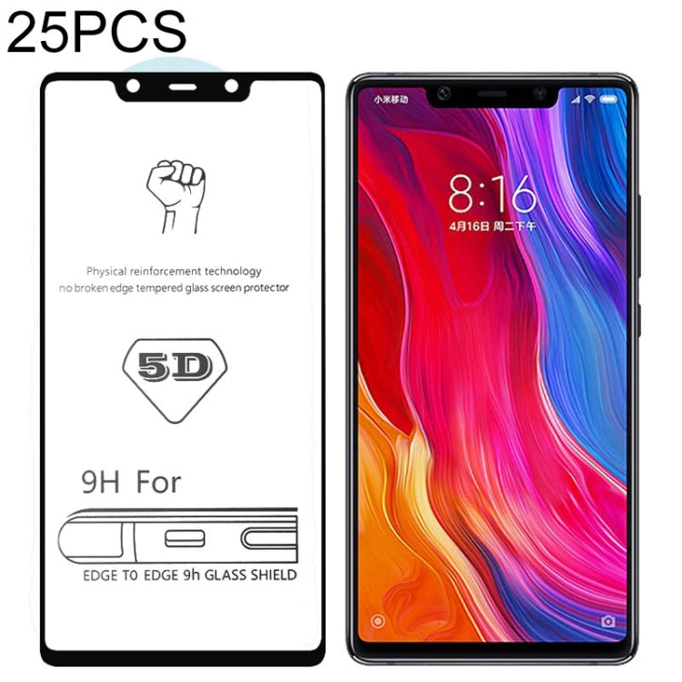 25 PCS 9H 5D Full Glue Full Screen Tempered Glass Film for Xiaomi Mi 8 SE