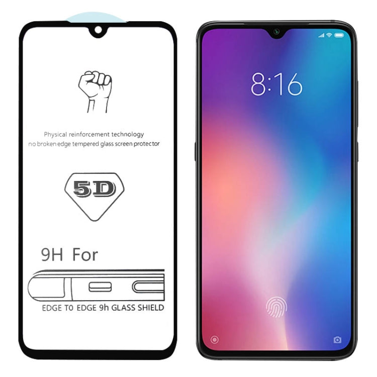 25 PCS 9H 5D Full Glue Full Screen Tempered Glass Film for Xiaomi Mi 9