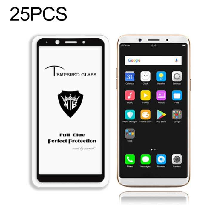 25 PCS MIETUBL Full Screen Full Glue Anti-fingerprint Tempered Glass Film for OPPO F5(Black)