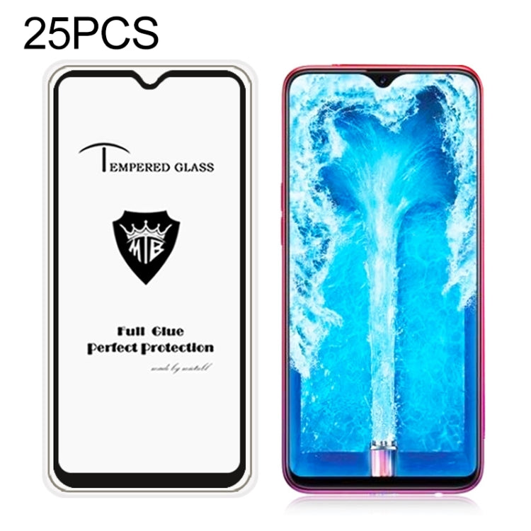 25 PCS MIETUBL Full Screen Full Glue Anti-fingerprint Tempered Glass Film for OPPO F9(Black)