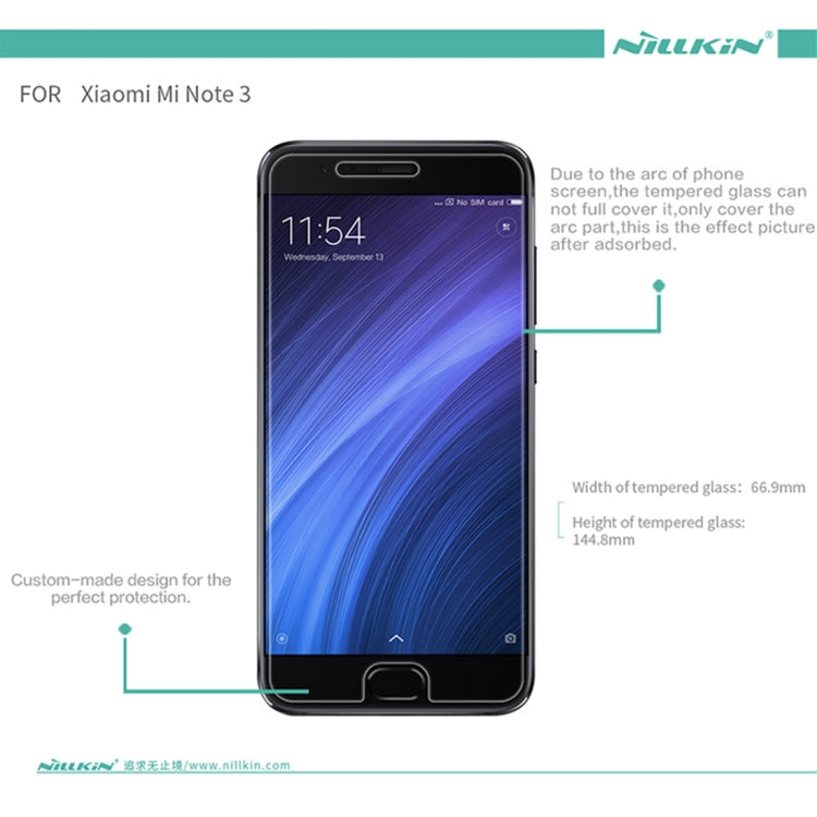 NILLKIN for  Xiaomi Mi Note 3 0.2mm 9H Surface Hardness H+Pro Front + Back Explosion-proof Tempered Glass Film (Transparent)