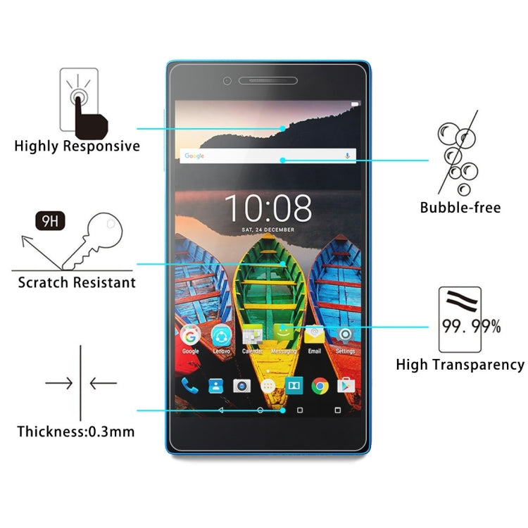 100 PCS for Lenovo Tab3 730M 0.3mm 9H Surface Hardness Tempered Glass Screen Protector