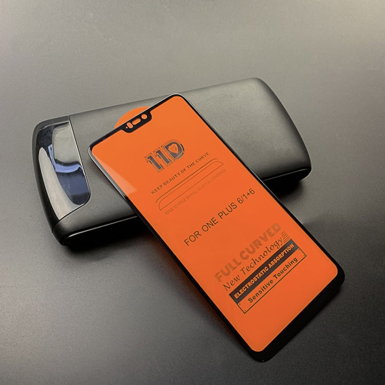 mietubl Scratchproof 11D HD Full Glue Full Curved Screen Tempered Glass Film for OnePlus 6(Black)