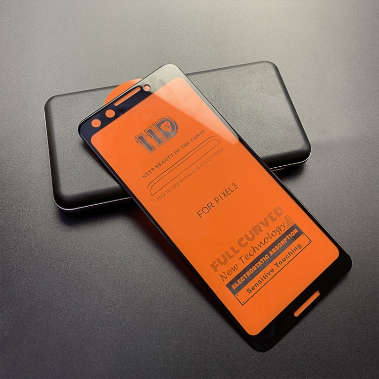 25 PCS mietubl Scratchproof 11D HD Full Glue Full Curved Screen Tempered Glass Film for Google Pixel 3(Black)