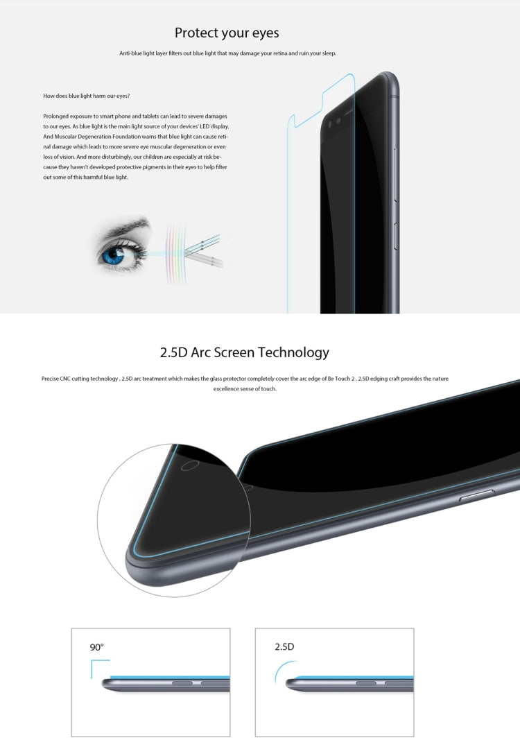 Ulefone Paris (S-MPH-1085)  Anti-blue Light 9H Surface Hardness Tempered Glass Screen Film