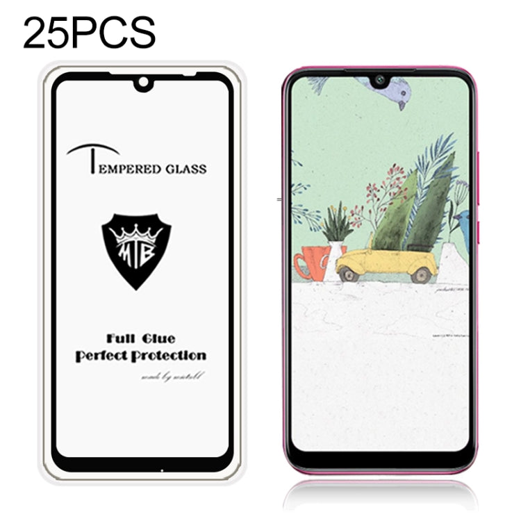 25 PCS MIETUBL Full Screen Full Glue Anti-fingerprint Tempered Glass Film for Xiaomi Redmi Y3 (Black)