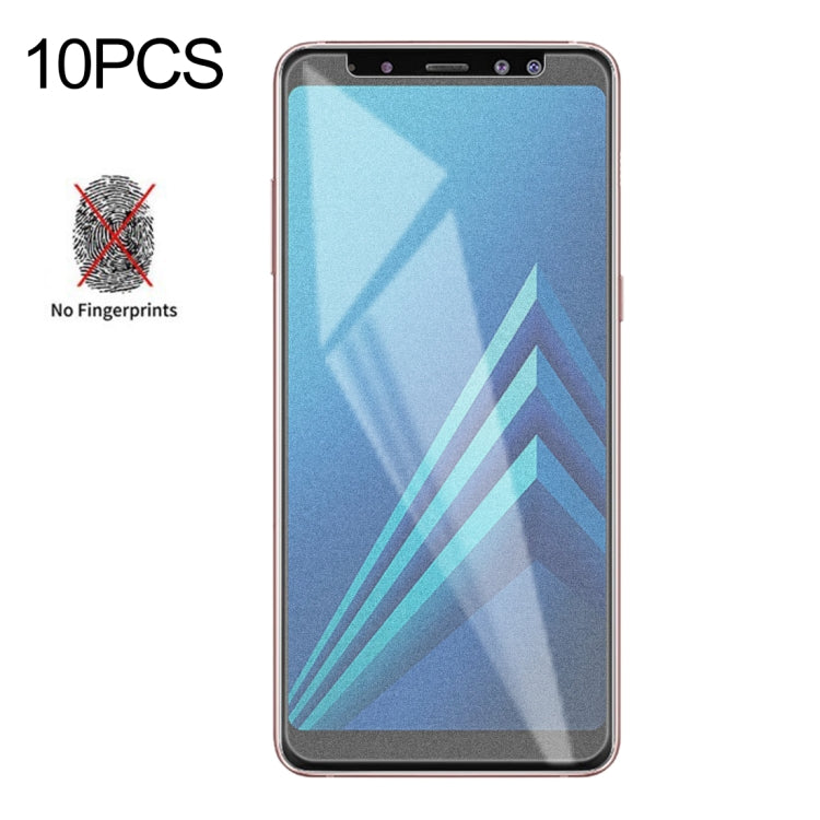 10 PCS Non-Full Matte Frosted Tempered Glass Film for Galaxy A8+ (2018)