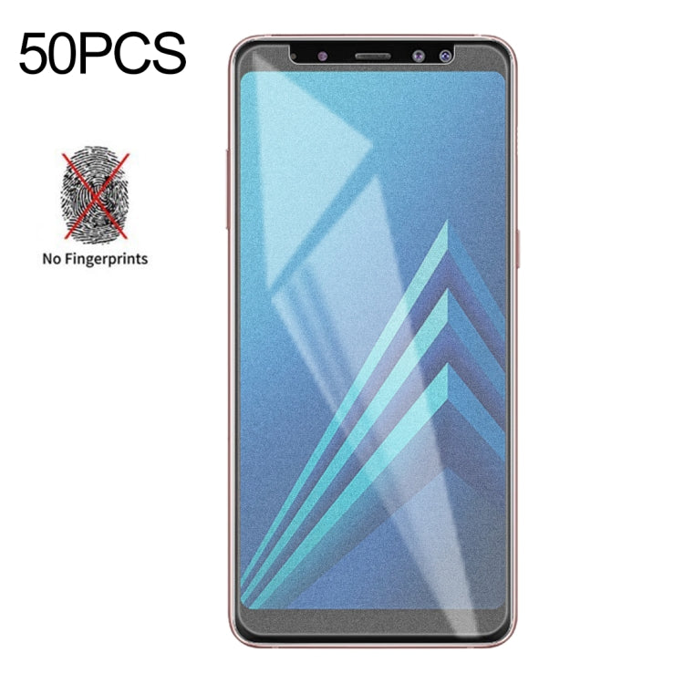 50 PCS Non-Full Matte Frosted Tempered Glass Film for Galaxy A8+ (2018), No Retail Package