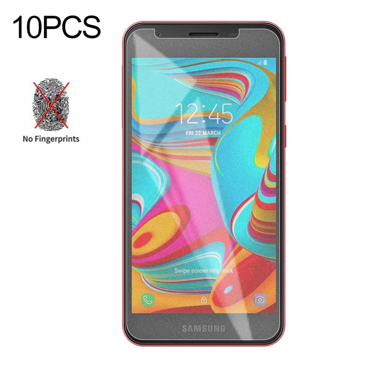 10 PCS Non-Full Matte Frosted Tempered Glass Film for Galaxy A2 Core
