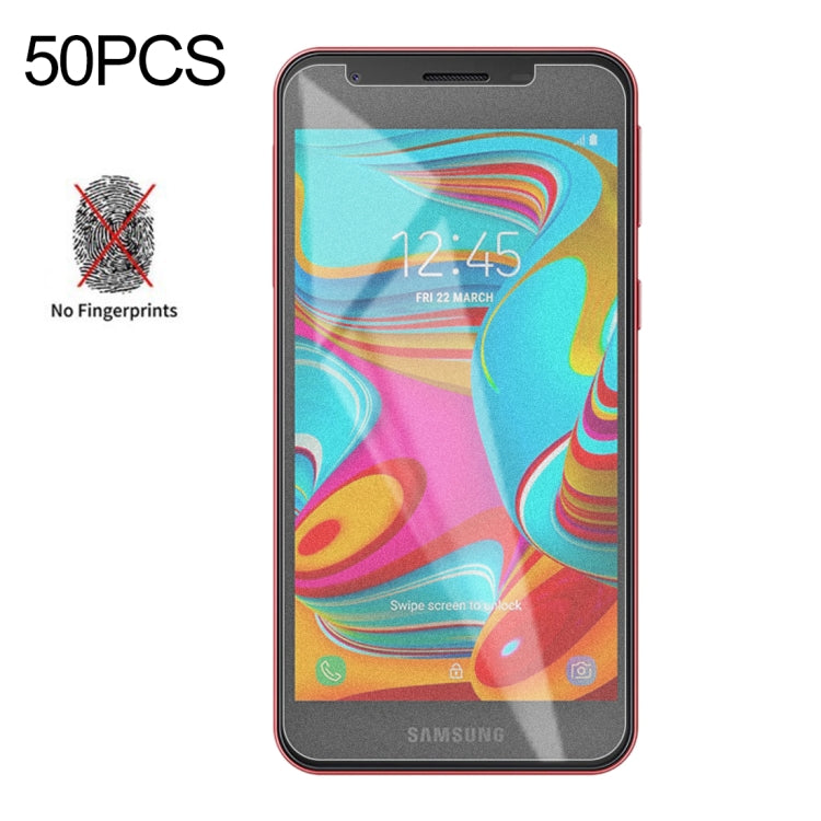 50 PCS Non-Full Matte Frosted Tempered Glass Film for Galaxy A2 Core, No Retail Package