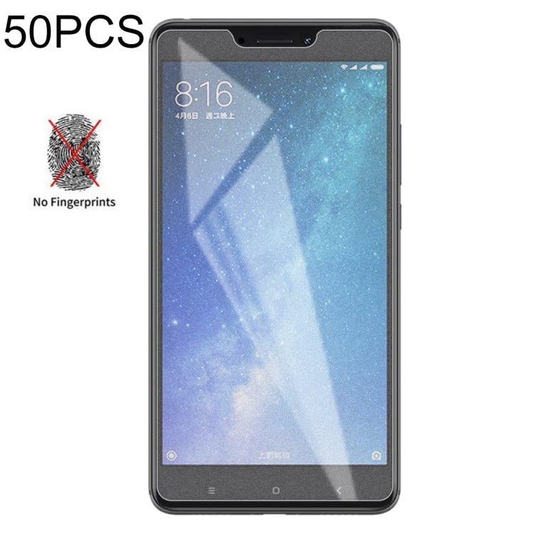 50 PCS Non-Full Matte Frosted Tempered Glass Film for Xiaomi Mi Max 2, No Retail Package