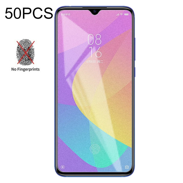 50 PCS Non-Full Matte Frosted Tempered Glass Film for Xiaomi Mi CC9 / Mi A3 Lite / Mi 9, No Retail Package