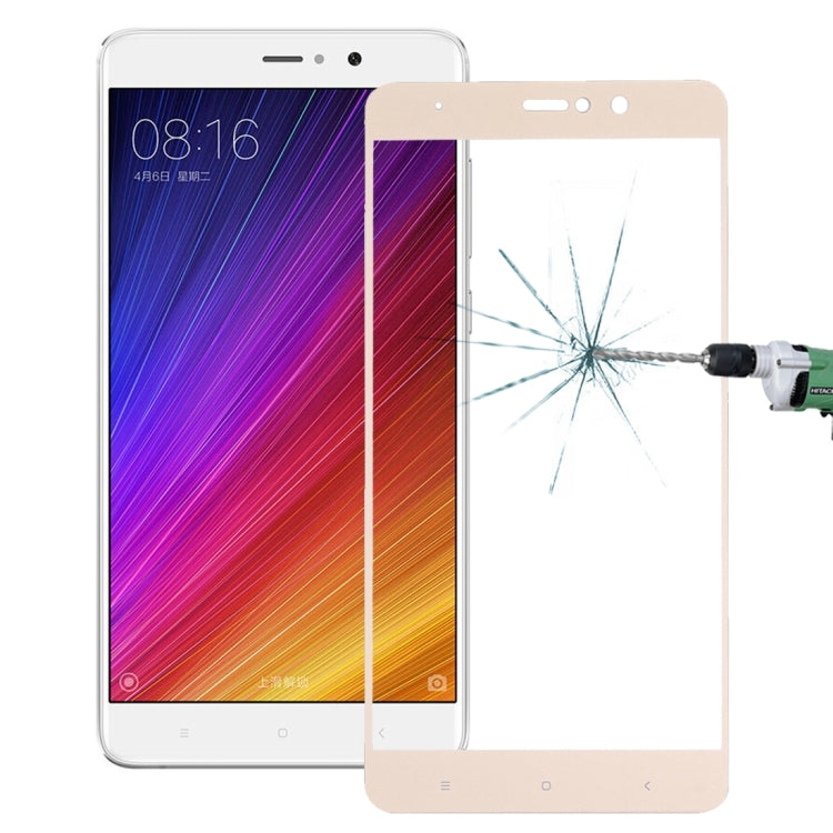 For Xiaomi  5s Plus 0.26mm 9H Surface Hardness Explosion-proof Silk-screen Tempered Glass Full Screen Film(Gold)