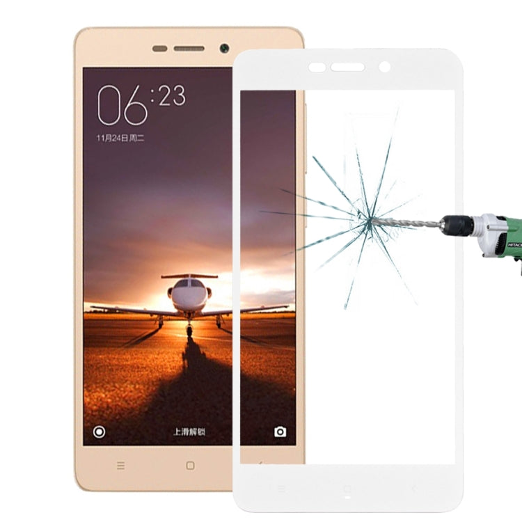 For Xiaomi  Redmi 3 0.26mm 9H Surface Hardness Explosion-proof Silk-screen Tempered Glass Full Screen Film(White)