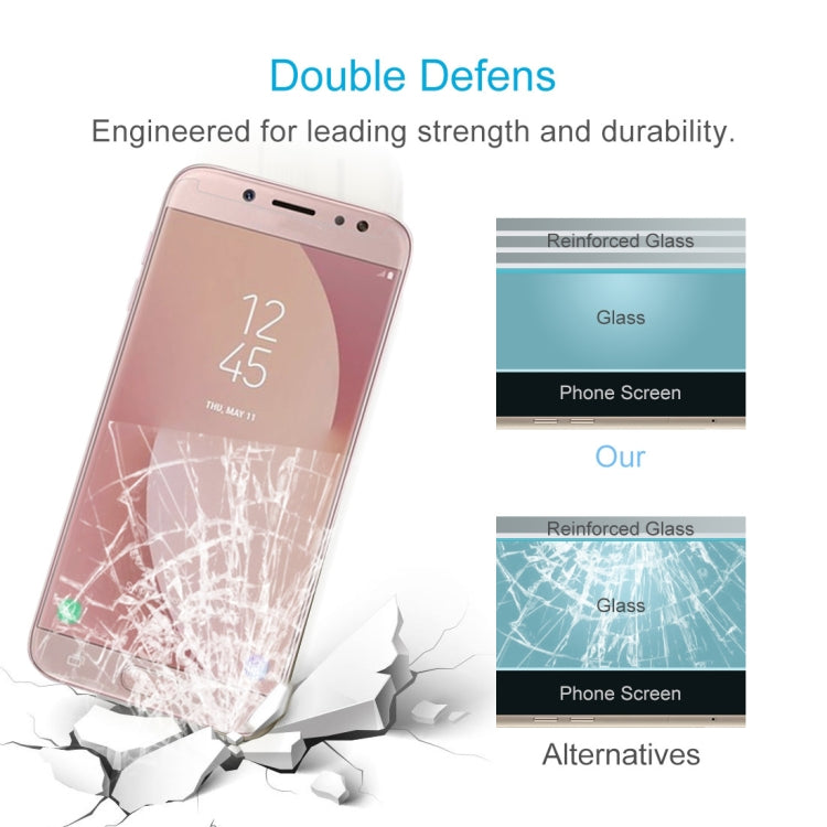 100 PCS for Galaxy J7 (2017) (US Version) 0.3mm 9H Surface Hardness 2.5D Explosion-proof Non-full Screen Tempered Glass Screen Film