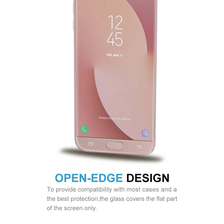 100 PCS for Galaxy J7 (2017) (US Version) 0.3mm 9H Surface Hardness 2.5D Explosion-proof Non-full Screen Tempered Glass Screen Film