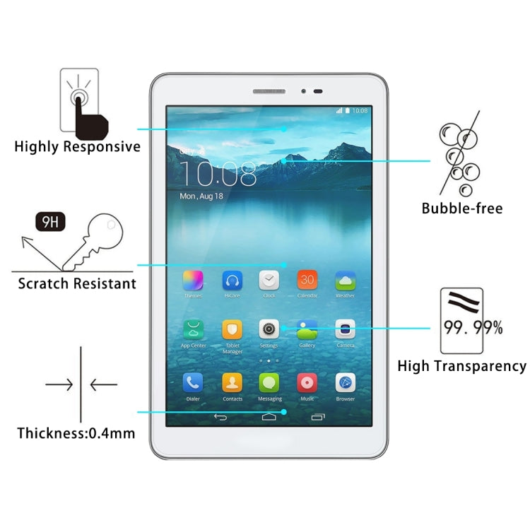 75 PCS 8 inch Universal 0.4mm 9H Surface Hardness Tempered Glass Screen Protector