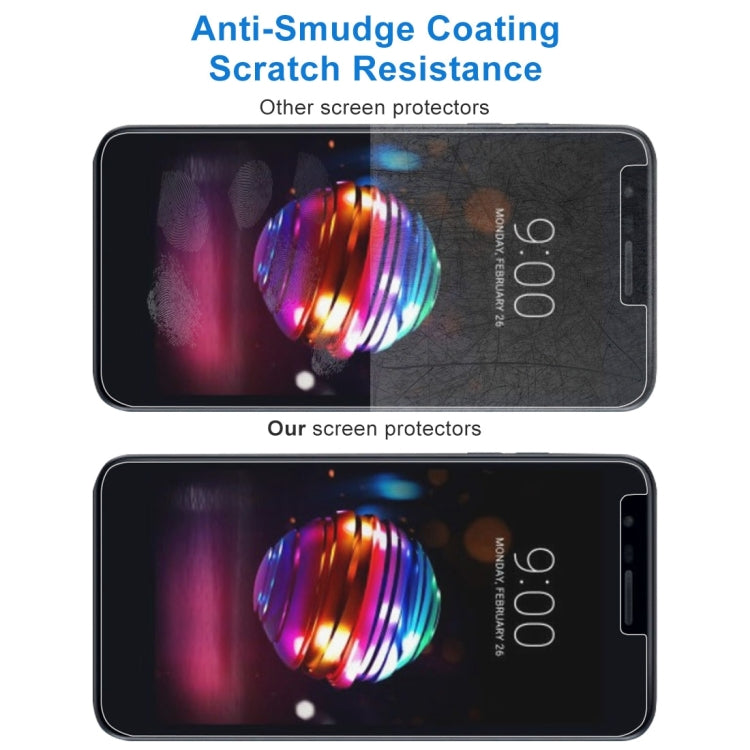 50 PCS 0.26mm 9H 2.5D Tempered Glass Film for LG K10 (2018)