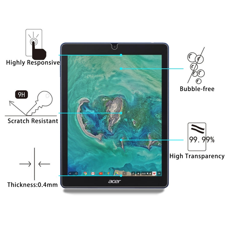 0.33mm 9H HD Tempered Glass Film for Acer Chromebook Tab 10