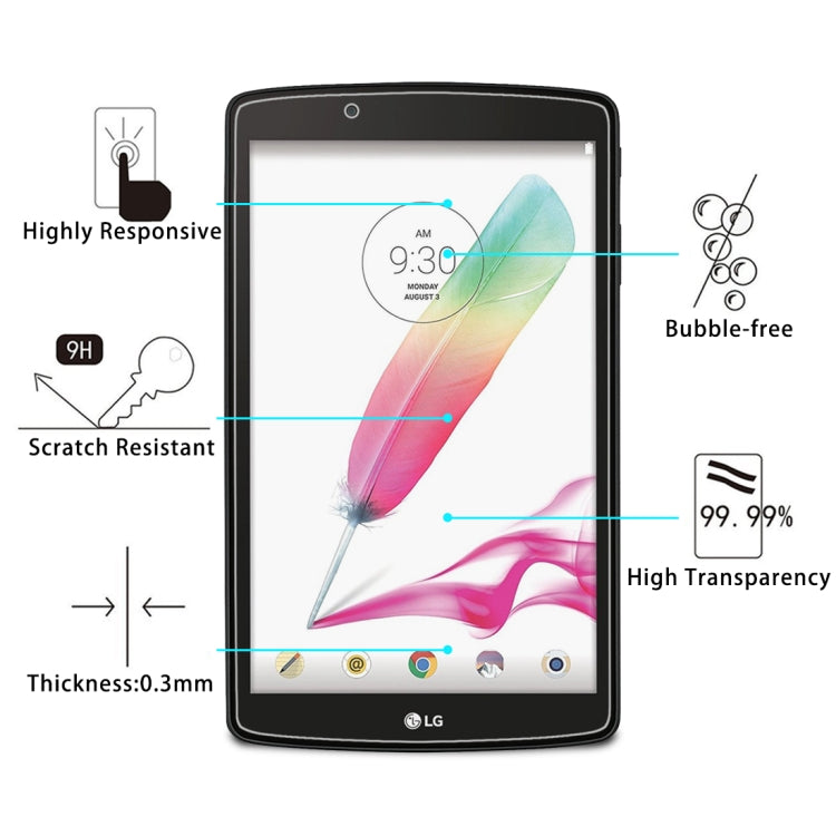 0.3mm 9H Full Screen Tempered Glass Film for LG G PAD F 8.0 / V495